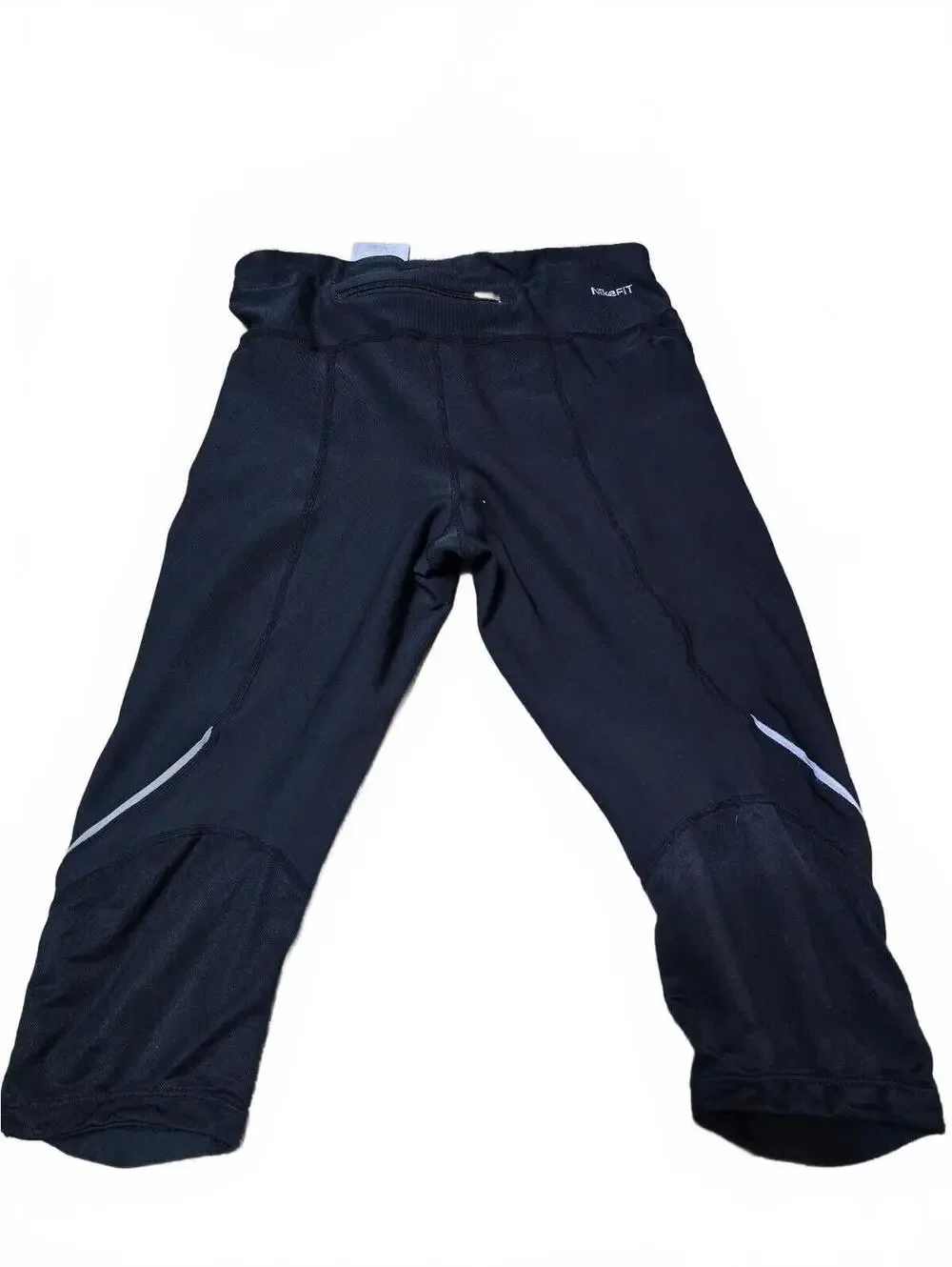 Nike Fit Women’s Running Capri Leggings Size Small Black Reflective Zip Pocket
